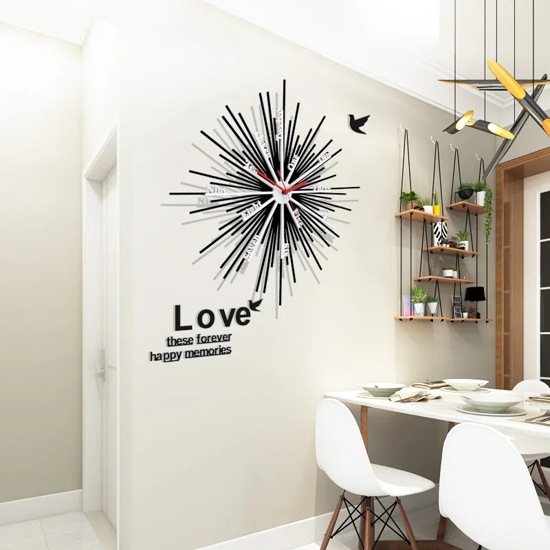 

Slient Wall Clock Quartz reloj de pared Modern Design Large Decorative Clocks Wall Watch Europe Acrylic With Free Wall Stickers