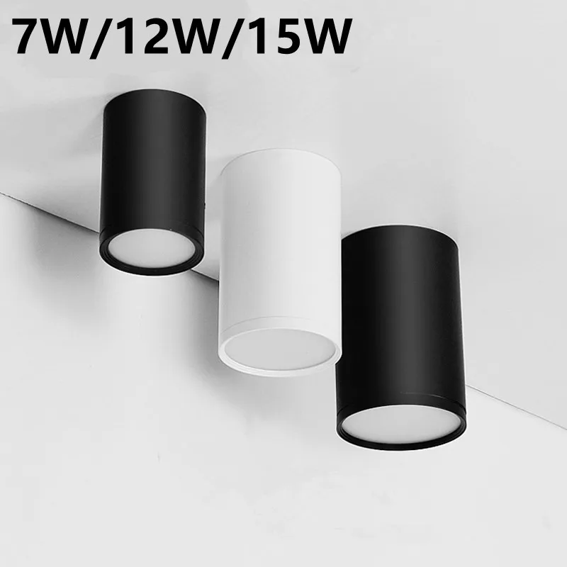 

7W/12W/15W LED Ceiling Down Light Fixture Anti-fog Lamp Acrylic Living Room Bathroom Shop Black/White Shell