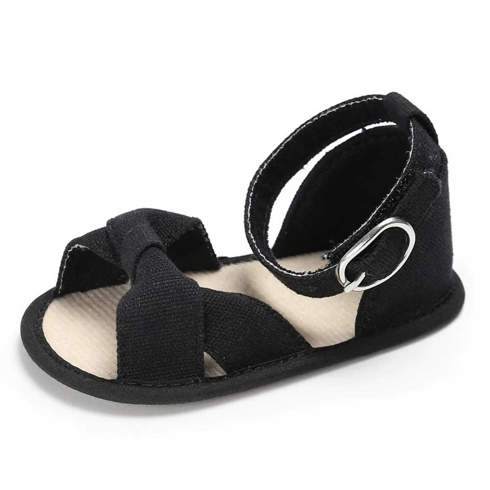 LONSANT лето для новорожденных одежда для малышей Холст однотонные босоножки Мягкая Повседневная обувь Sandalias Bebek Aandalet резиновая