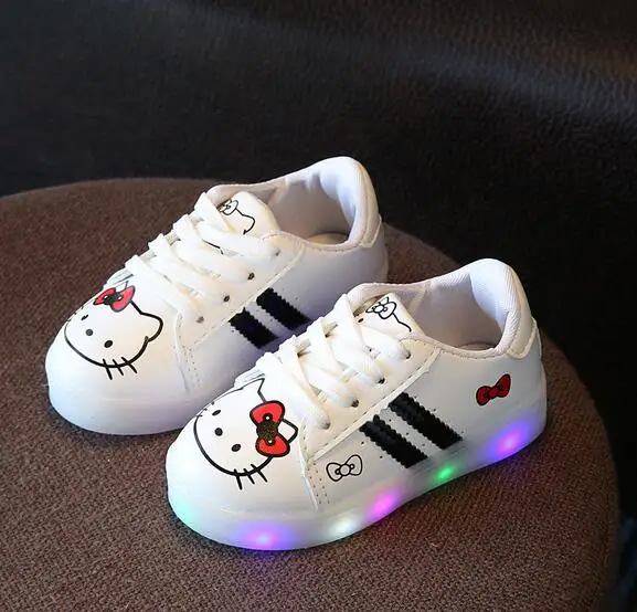 

2018 Lace up LED lighted rubber children shoes casual noble princess boys girls sneakers excellent fantastic baby kids footwear