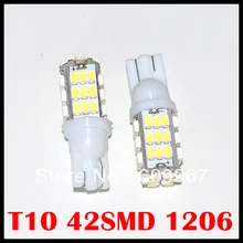 50 шт./лот Автомобильные led SMD лампа T10 42smd 1206 led W5W t10 42led SMD W5W 168 клин инструменты для дверцы боковая лампа