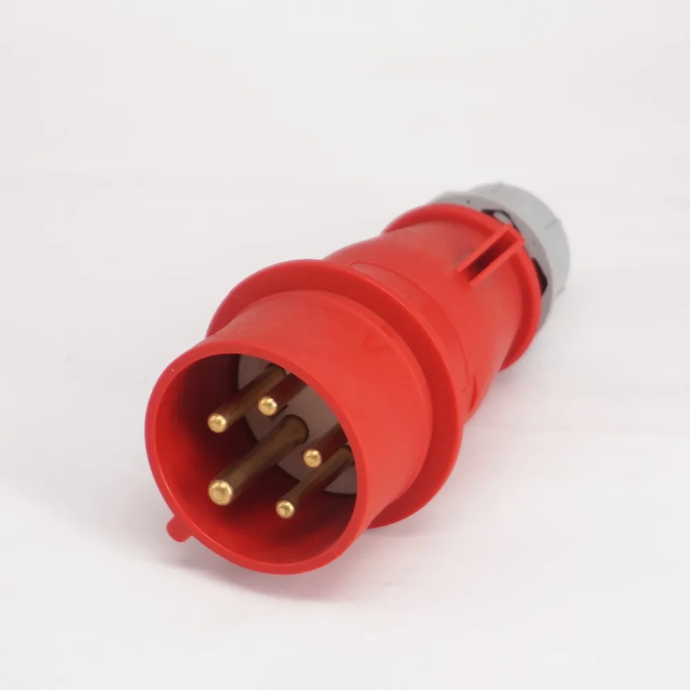 

3 Phase 16 Amp 5 Pin 3P+N+E Plug 380 - 415V Weatherproof IP44 Red 16A 6h 400V