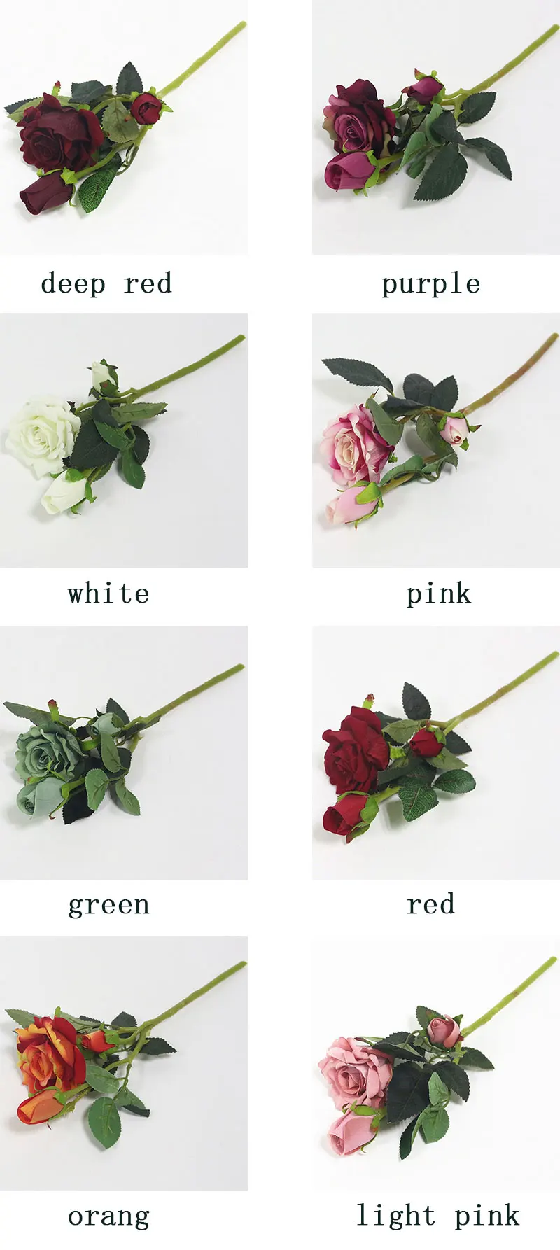 Flone 3 Heads Artificial Flannelette Rose Flower Simulation Flowers For Wedding Home Dining Table Party
