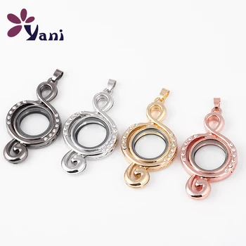 

Hot Sale 10pcs/lot Nice Music Note Crystal Floating locket pendant For Woman Necklace no chain