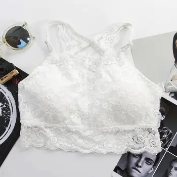 

2019 Women Sexy Chest Padded Tank Tops Ladies Wearing Fitness Underwear Lace bralette crop top