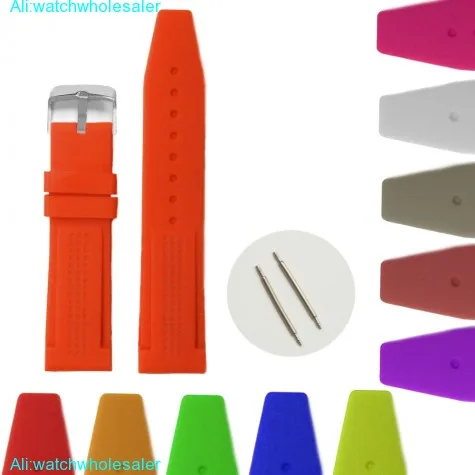 22mm Orange Color Silicone Jelly Rubber Ladies Watch Band Straps WB1075H22JB