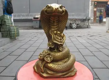 

YM 305 -statues Lucky Folk Pure Brass Snake Cobra Auspicious Wealth Feng shui statue decoration garden