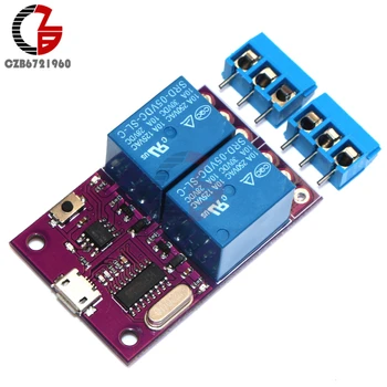 

2 Channel DC 5V Micro USB Time Delay Relay CH340 CH340G USB Intelligent Control Switch Board with MCU Microcontroller Module