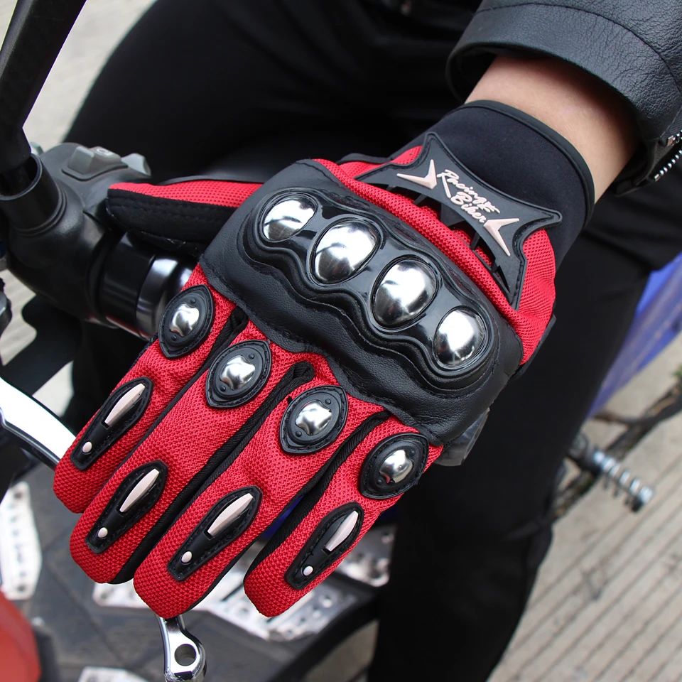 

Stainless Steel Hard Shell Racing Motorcycle Gloves Breathable Guantes Motosiklet Touch Screen Protective Full Finger Glove SC16
