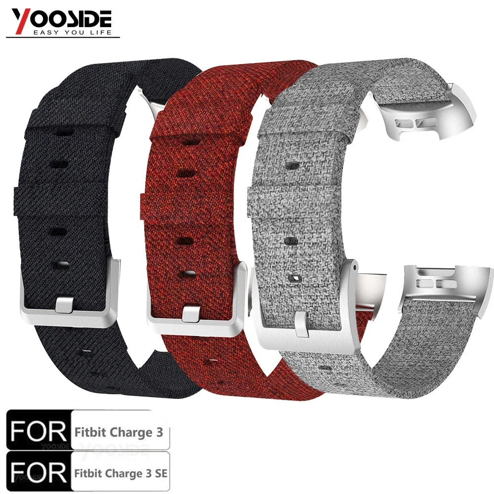 

YOOSIDE Woven Canvas Sport Band Strap for Fitbit Charge 3 /Charge 3 SE Replacement Fitness Smart Wristbands Women Men