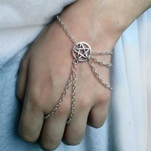 Серебряный Wiccan Slave БРАСЛЕТ, Wicca Slave браслеты, браслет с пентаграммой, Пентакль браслеты, Wiccan ювелирные изделия