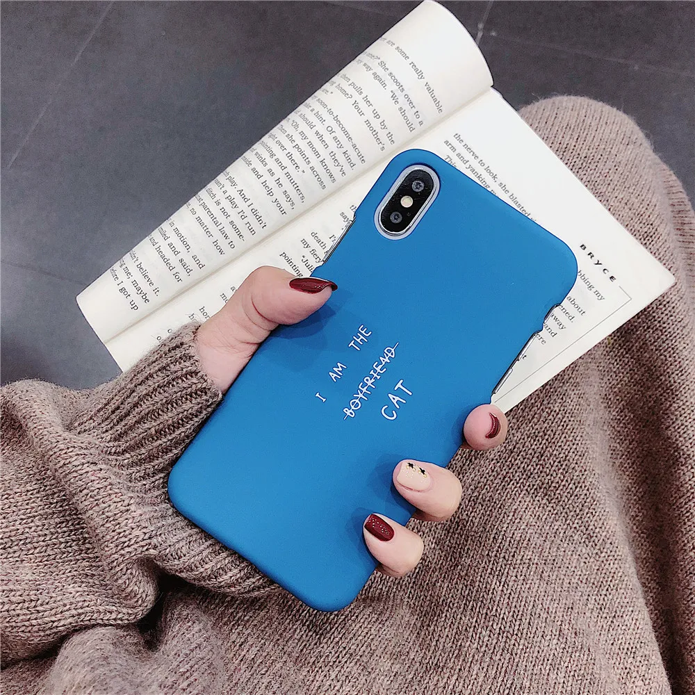 WANGFUZHI чехол для iPhone X 6 6s плюс 7 8 Пары любовь Кошка буквы жесткий пластик матовая