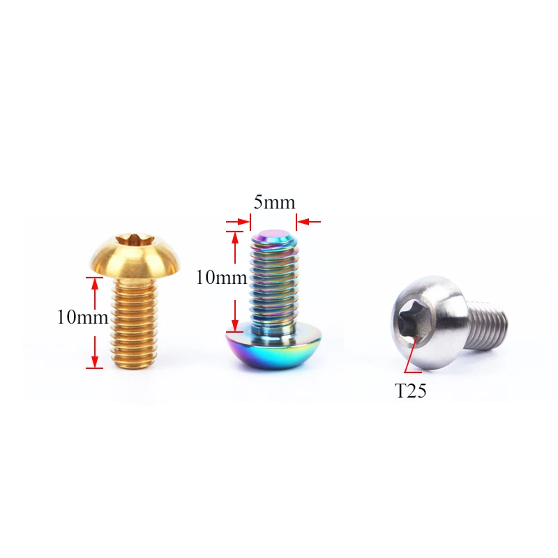 12 pcs M5x10mm قرص الفرامل الدوار البراغي T25 توركس دراجة هوائية من التيتانيوم أجزاء دراجة جبلية تيتانيوم خفيفة الفرامل الدوار المسمار