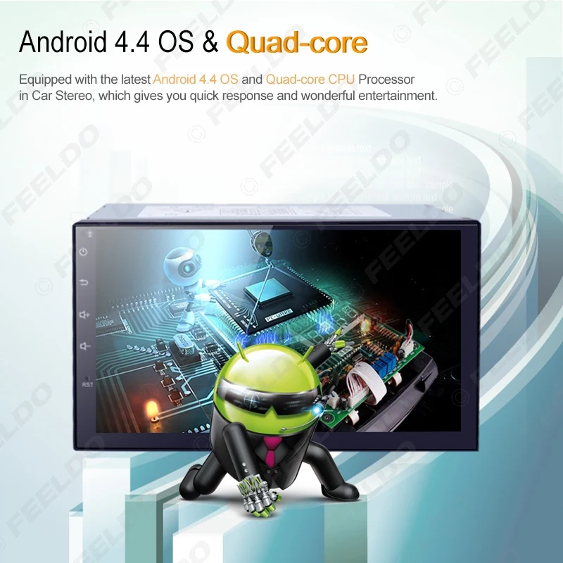 Excellent FEELDO 7inch Android 4.4.2 Quad Core Car Media Player With GPS Navi Radio For Nissan/Hyundai Universal 2DIN ISO #3900 16