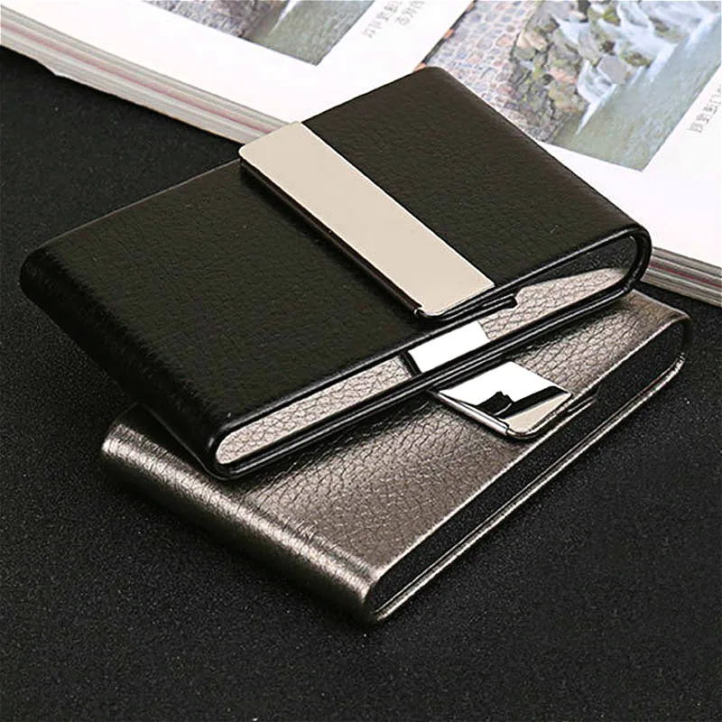 

cigarette storage box Smoking Accessories Cigarette Case Stainless Steel Multifunction Card Cases PU texture Tobacco Holder