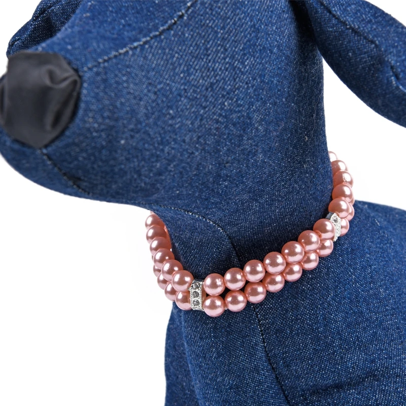 Pink Pet Necklace Dog Pearls Necklace Pet Collar Dog Jewelry Charm