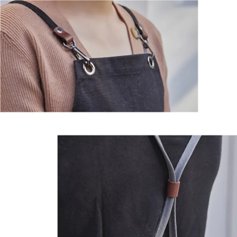 Black Gray Denim Apron D96-8