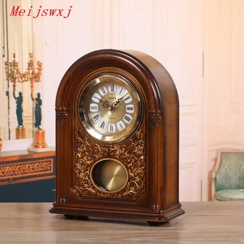 

Meijswxj Roman Numerals Desktop Clock ABS Plastic Table Clock Saat European Style Retro Clocks Masa saati The whole timekeeping