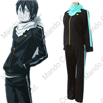 

Anime Noragami Aragoto Yato Cosplay costume Mens sports suit uniform coat + pants + scarf Man's halloween cosplay party outfit