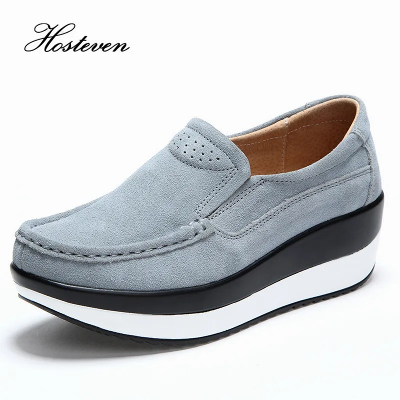 Prix Hosteven femmes Chaussures En Daim En Cuir Plate Forme Plate Chaussures Femme Printemps Automne Mocassins femme Mocassins Femme Chaussure