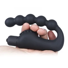 10 Speeds Vibration Prostate Massager 5 Pull beads chain Anal Plug Silicone Dildo Anal G-spot Vibrator Erotic Toys U Vibrating