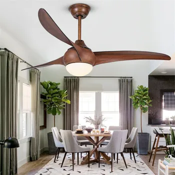 

52 Inch Loft Creative Restaurant Led Ceiling Fan Lights Modern Living Room Dinning Room Designer Fan Lights Inverter Fan Light