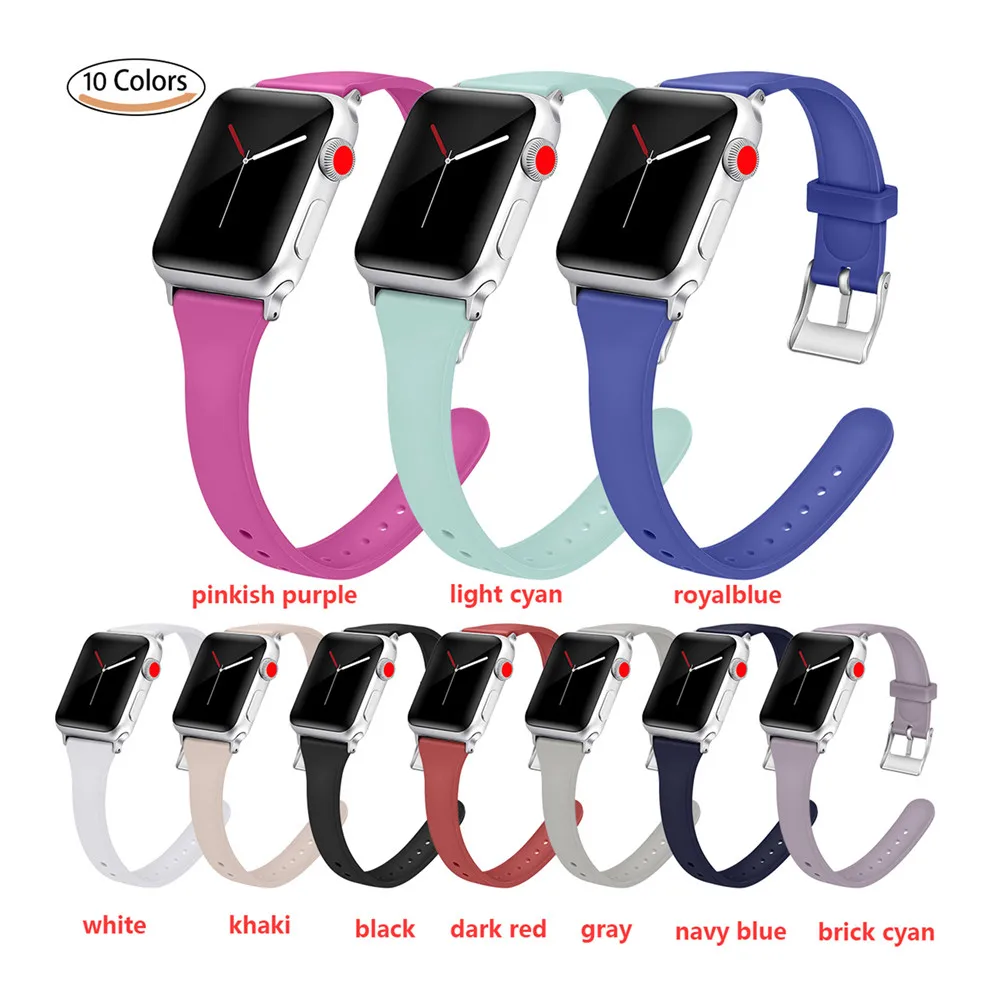 

38mm /40mm 44mm /42mm Watchband Strap For Apple Watch 4 3 2 1 Solid Color Silicon T Shape Wristband Bracelet for iWatch 4 3 2 1