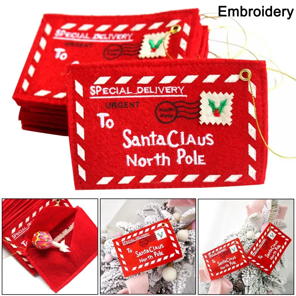 

Envelope Christmas Xmas Tree Hanging Card Holder Santa Gift Bag Red Decoration QJS Shop