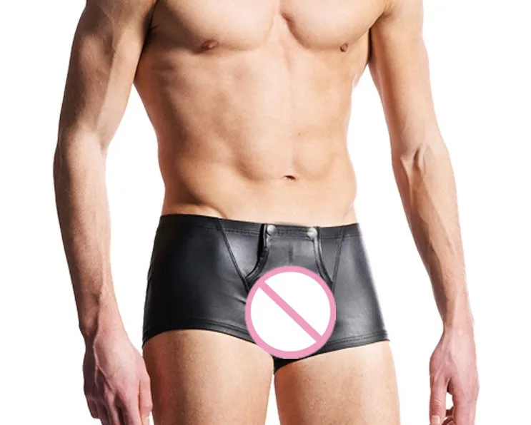 

Plus Size Mens Lingerie Underwear Leather Latex Sexy Boxer Shorts Underpants Shorts High Quality Men