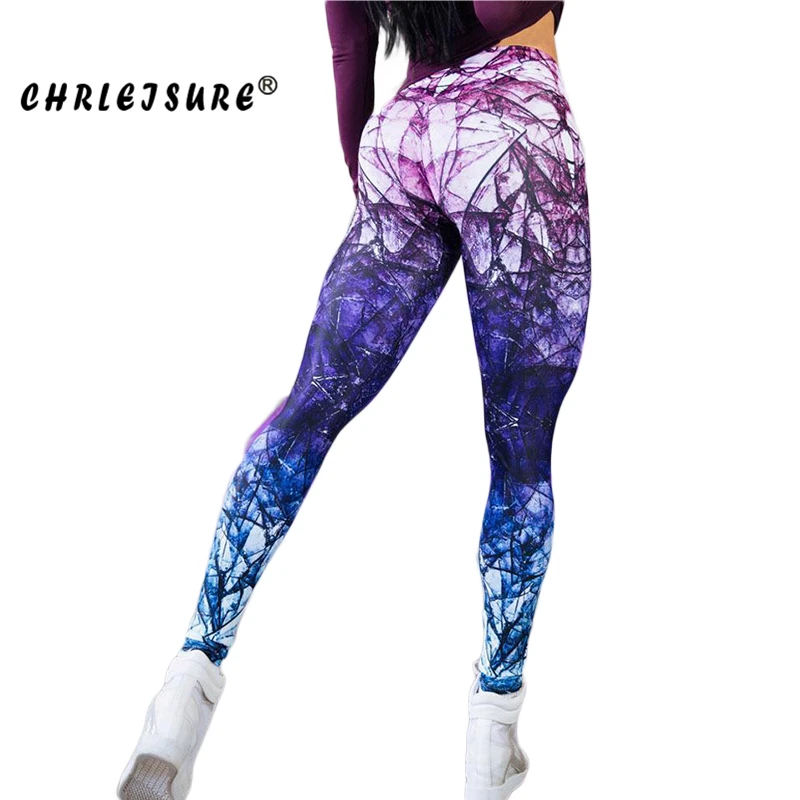 

CHRLEISURE High Waist Leggings Women Spring Polyester Geometric Printing Jeggings Elasticity Standard Fitness Female Leggings