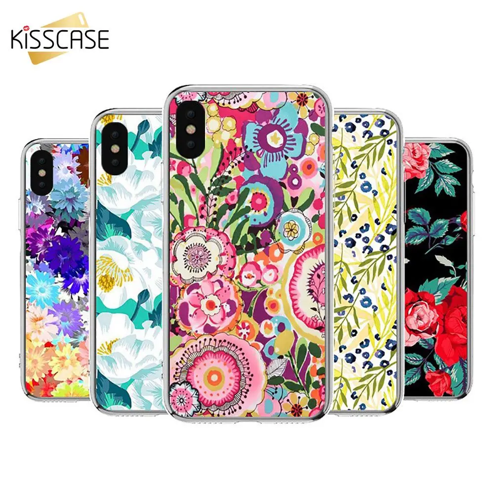 KISSCASE Flower Case For Xiaomi Redmi 4X Cover Floral Leaves Pattern Case For Xiaomi Note 5 8 SE Redmi 5 5 Plus 4X Cover Fundas