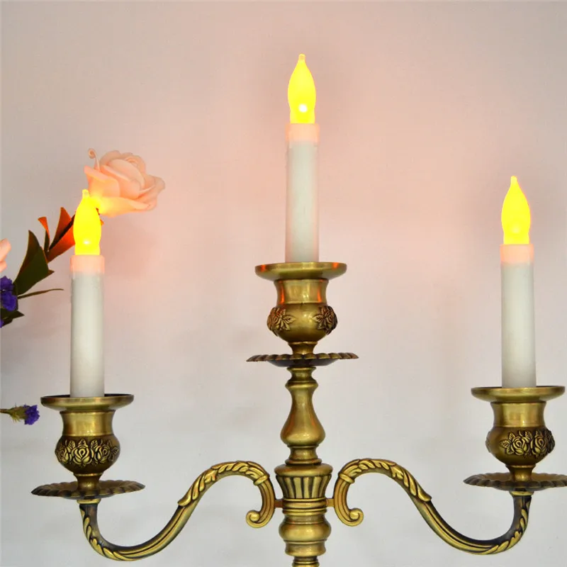 18pcs Battery Operated Plastic LED Taper Candle Yellow Light Flameless