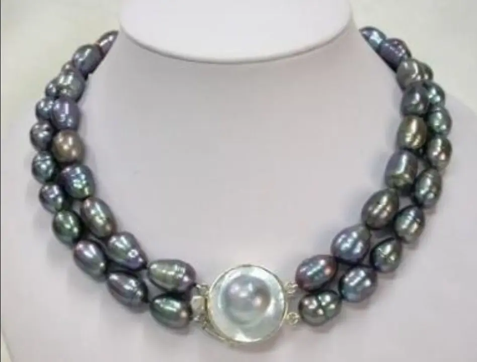 

Wholesale AAA 8-9mm Mabe Clasp Rice Pearl Necklace 18" A