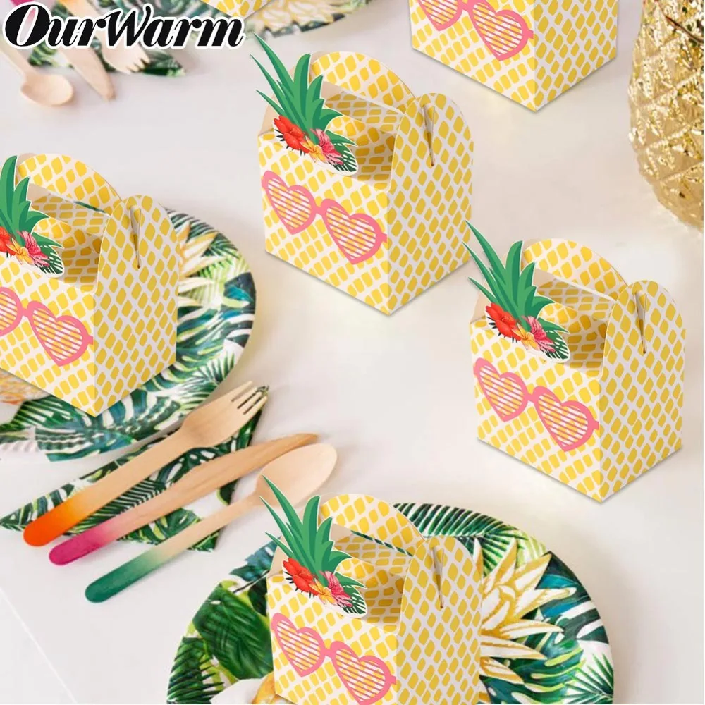 50-Pineapple Favor Box Sweet Bag Candy Gift Box Hawaiian Wedding Party Decor New