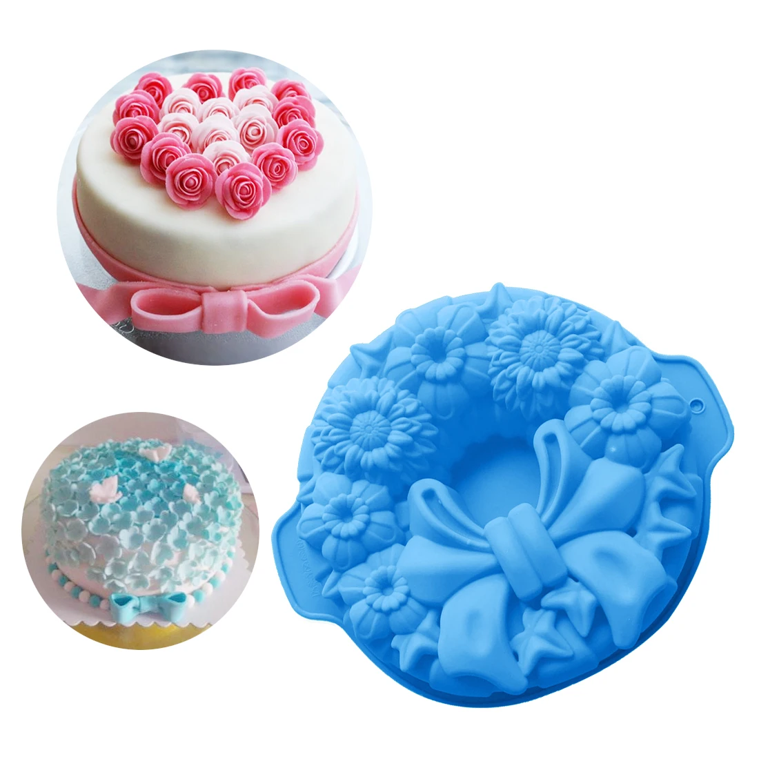 

1PC Silicone Mold Bowknot Flower Shape Baking Pan Cake Decorating Tools Chocolate Soap Mold Cake Stencils Kitchen DIY Tool