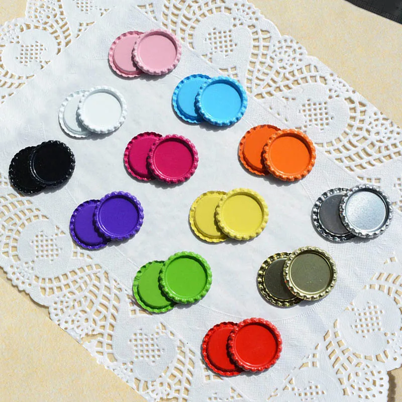 

25Pcs Colored Round Flattened Bottle Cap Necklace Jewelry Accessories DIY Hairbow Crafts Metal Inside 25mm Tinplate