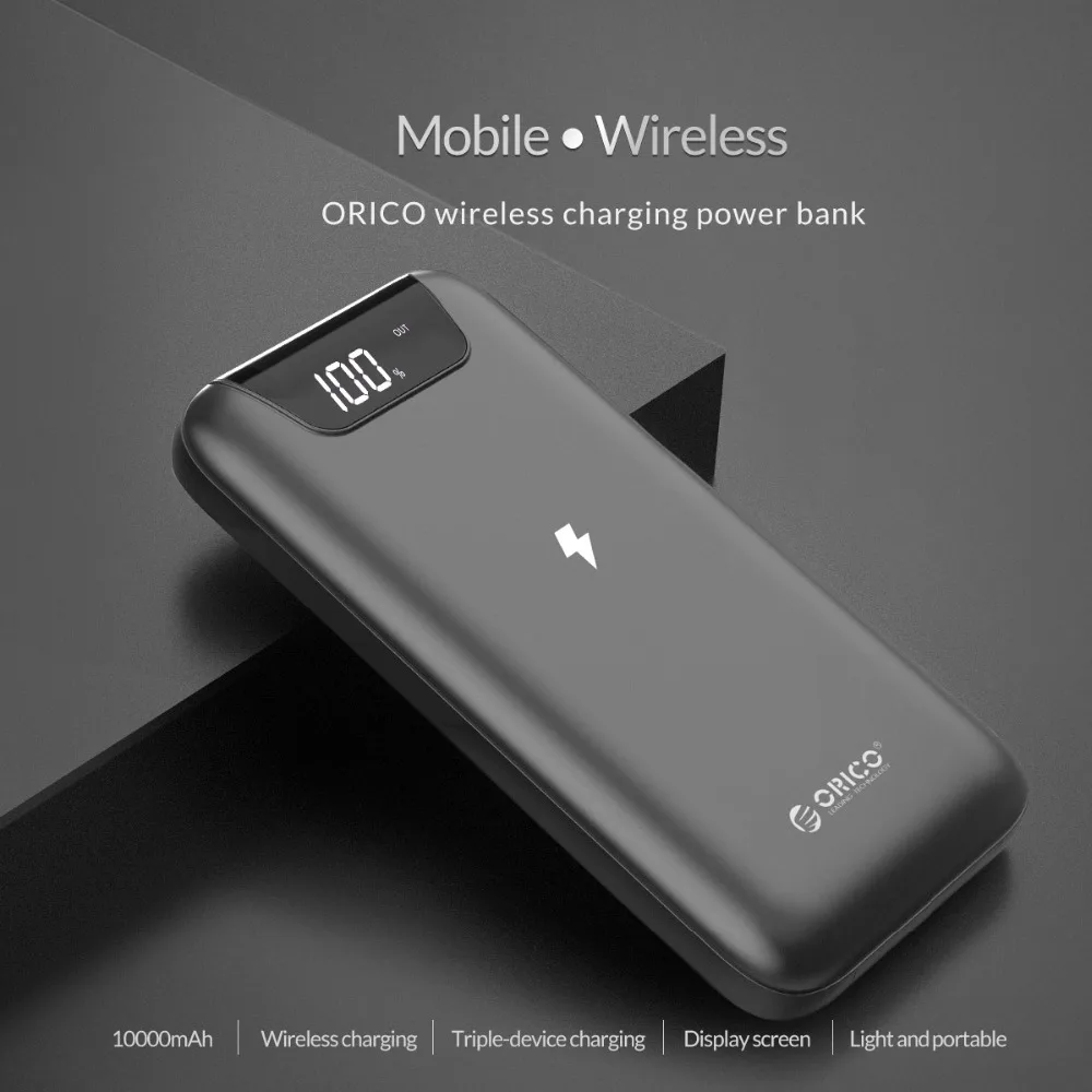 ORICO LED 10000mAh QI Wireless Charger 2A Dual USB Power Bank For iPhone X 8 Samsung S9 Battery Charger 5W Wireless Charging Pad ORICO LED 10000mAh QI Wireless Charger 2A Dual USB Power Bank For iPhone X 8 Samsung S9 Battery Charger 5W Wireless Charging Pad