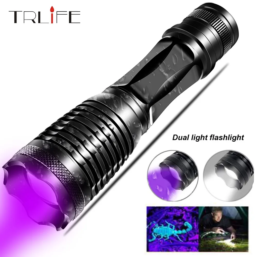 

2 in 1 UV Flashlight LED Linternas Torch 395nm Ultraviolet Urine Detector for camping hiking Carpet Pet Urine Catch Scorpions
