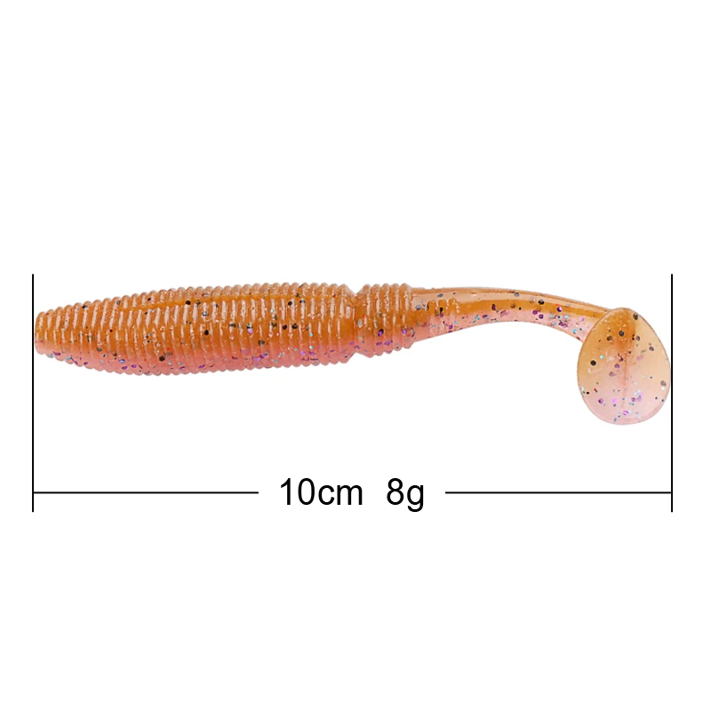 Бесплатная доставка Набор из 10 шт. мягкие приманки 10cm8g T хвост червяк приманка для