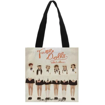 

Hot Sale KPOP 5 DOLLS printed bags for women 2019 Canvas Tote Bag 30x35cm,35x40cm Handbag Customize your image
