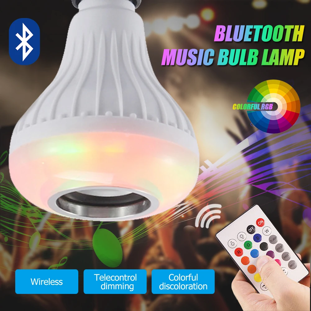 Винт Красочные RGB Смарт стерео Bluetooth лампы беспроводной смарт-лампы микрофон со светодиодной подсветкой воспроизведения музыки лампа