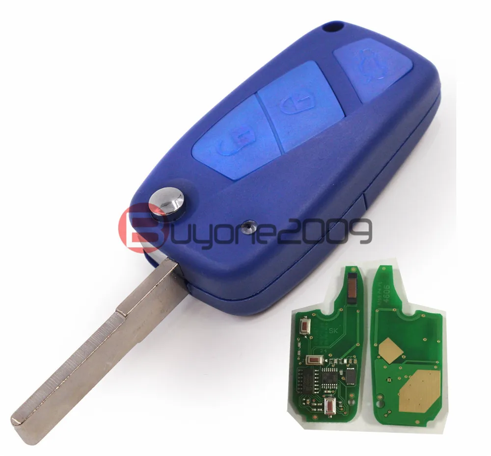 

2pcs/lot Remote Key 3 Button 434MHz PCF7946 for FIAT Punto Ducato Stilo Panda Central Blue