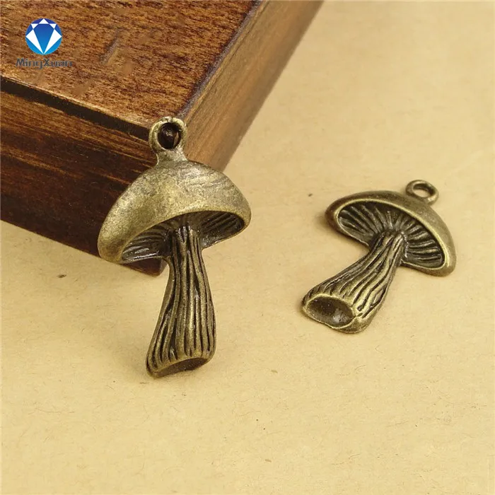 

MINGXUAN 20pcs 24x17mm Antique Bronze mushroom Charm Pendant for Diy Necklace Jewelry Making Handmade Craft C896