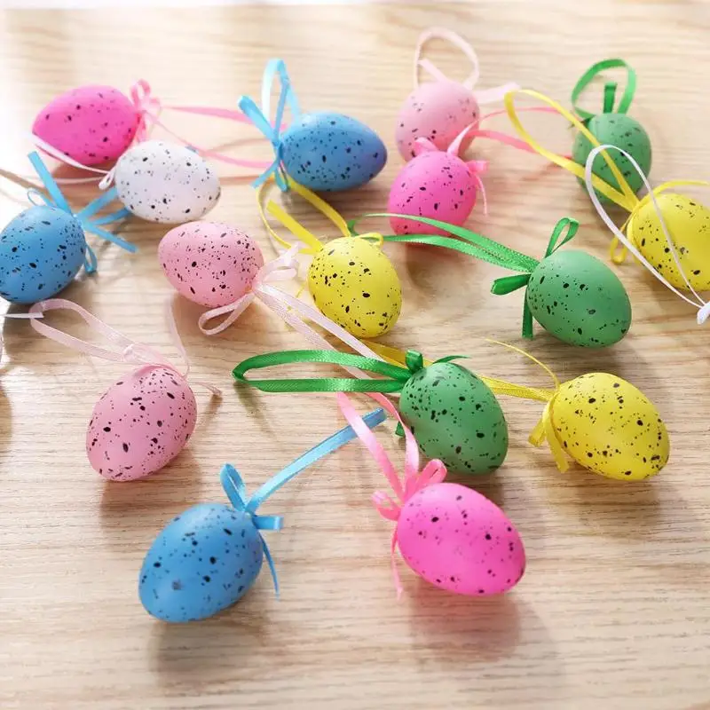 18 шт пластиковые пасхальные яйца Ручной Росписи Пасхальных декоративные игрушки Детский кулон DIY окрашены детская игрушка, подарок для
