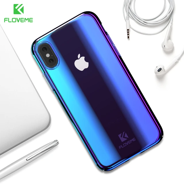 FLOVEME Blue Ray Light Case for iPhone X iPhone XS Max Luxury Hard PC