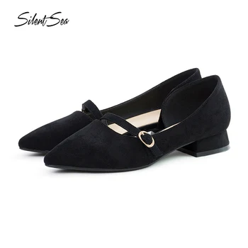 

Silentsea Women Pumps Daily Shoes All-match Low Heels Tointed Toe Female Shoes Casual Single Shoes Side Empty Pumps