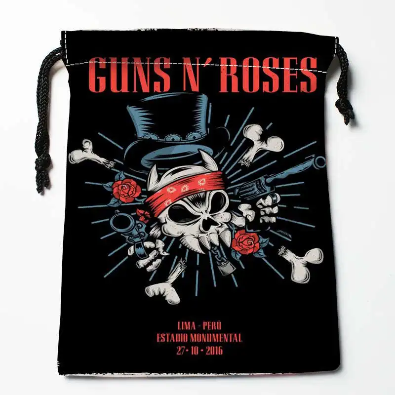 Новое поступление, сумки на шнурках с принтом «guns N' Roses», размеры 18X22 см, Мягкая атласная ткань, возможность хранения, сумка для хранения одежды, сумки для обуви - Цвет: 5