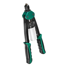 Заклепочник KRAFTOOL 31160(Диаметр заклепки 3,2-6,4 мм, крепление насадок на корпусе, контейнер для сбора отработанных сердечников, удлиненные ручки