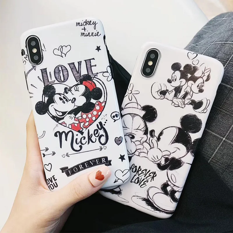 Мягкий матовый чехол из ТПУ с надписью love Minnie Mickey для iPhone X, XR, 7, 8 Plus, 6s, 6 plus, силиконовый чехол XS MAX, аксессуары