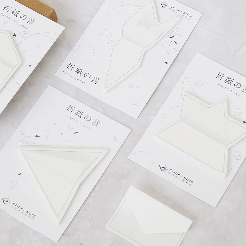 

40 pcs/Lot Paper folding sticky note Japanese Origami envelope crane memo pad Decorative sticker Office School supplies FM747